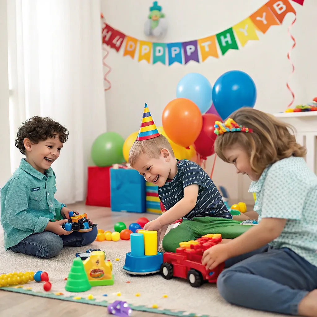 Oliver and his friends enjoying toys at his birthday party